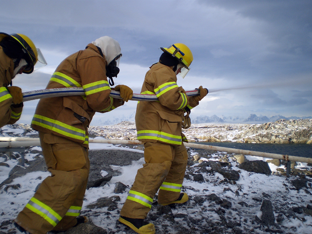 Palmer personnel conduct a fire drill.