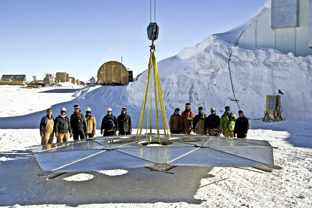 The Pole construction crew poses with the dome crown.