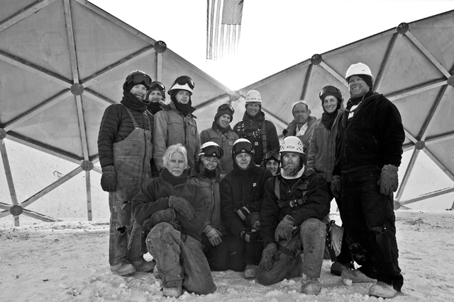 The dome deconstruction crew on Jan. 15, 2010.