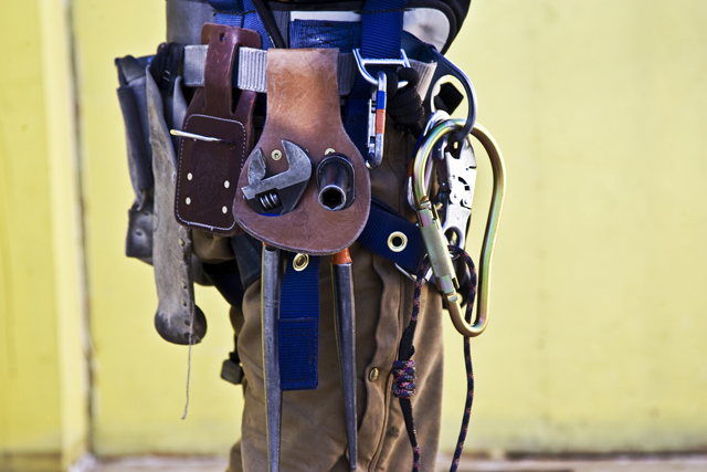 A close look at the tools of a Polie construction worker.