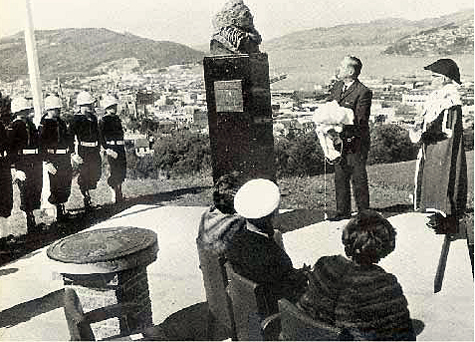 Ceremony dedicating bust of Adm. Byrd in New Zealand.