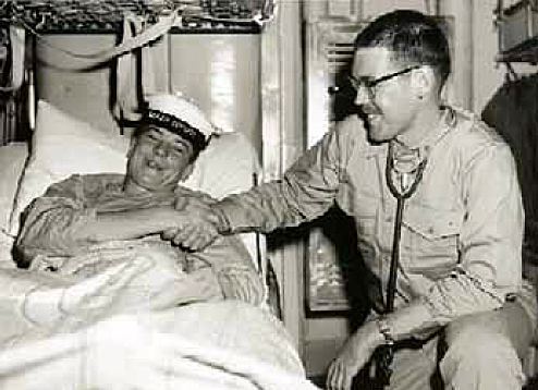 Kiwi sailor and U.S. doctor aboard USS Hissem.