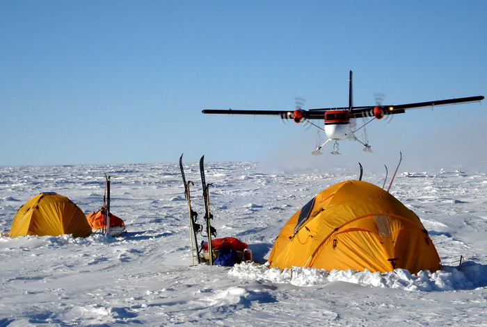 Twin Otter lands at field camp.