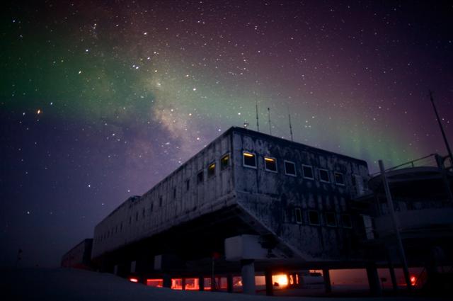 South Pole during winter night.