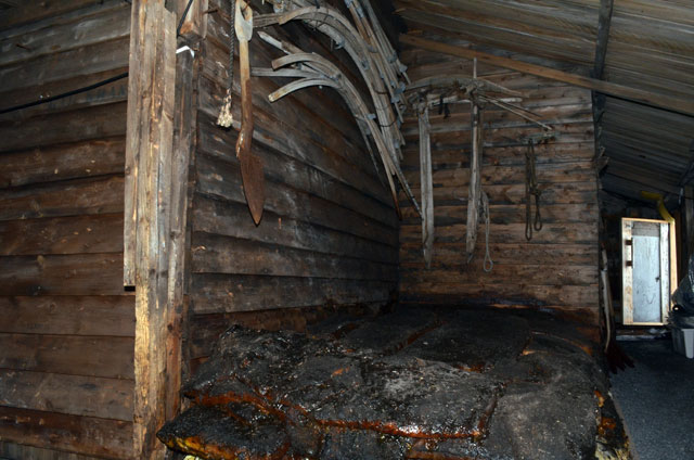 Interior of old wooden building.