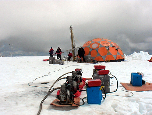 Ice core camp on the summit of Quelccaya in Peru in 2003.