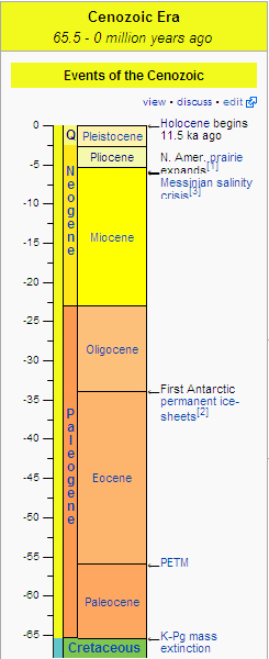 Timeline of last 65 million years.