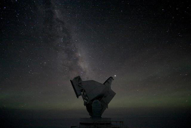 South Pole Telescope at Night