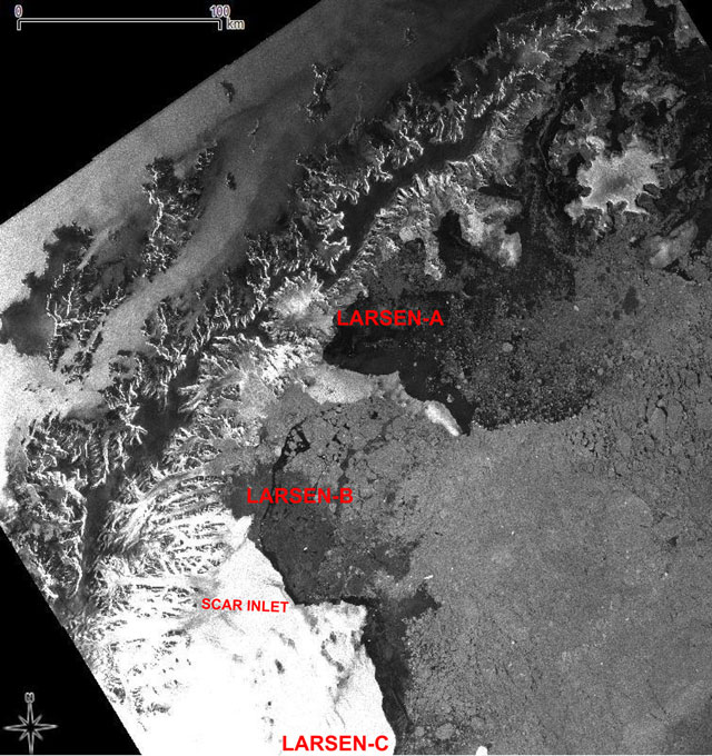 Satellite image of ice shelf