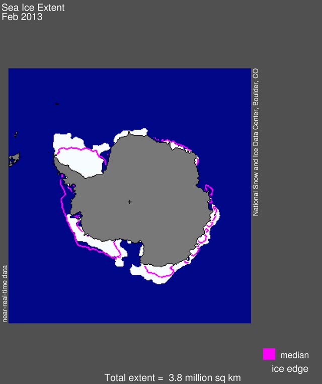Map of Antarctica shows sea ice around continent.