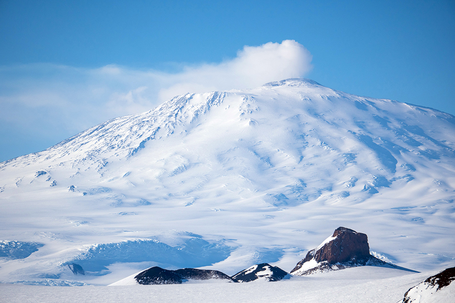 A view of Mt. Erebus, the southernmost active volcano.
