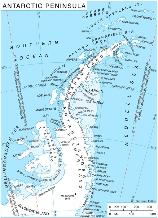 Map of Antarctic Peninsula