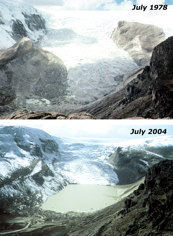 Peruvian glacier changes over time.