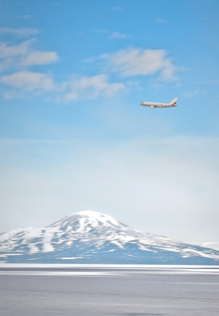 An Australian Airbus departs Antarctica on March 5, 2010.