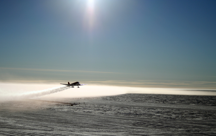 Plane taking off from South Pole.
