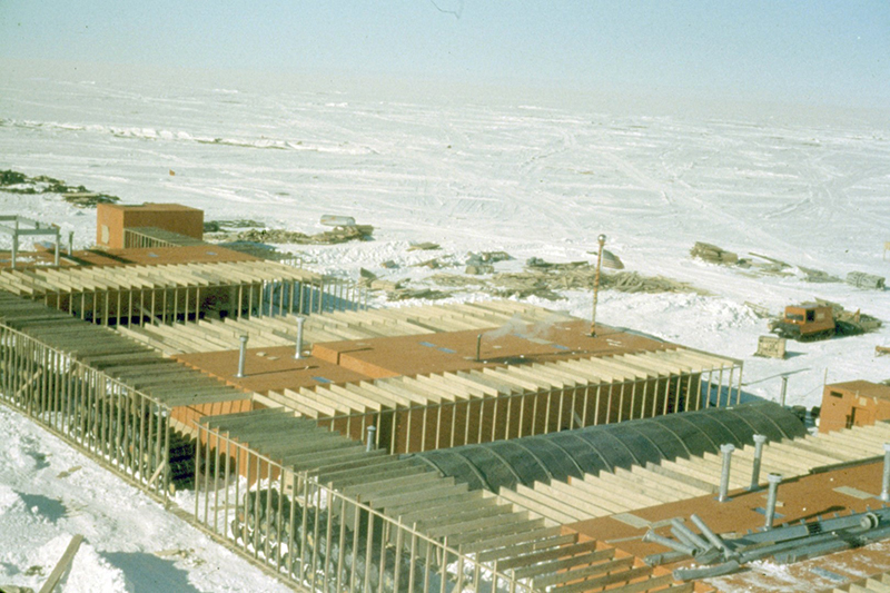 U.S. Navy Seabees constructed the first permanent station at the South Pole, December 1956.