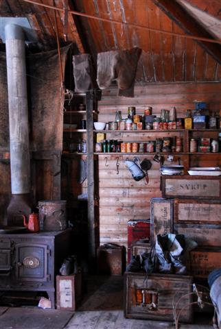 Interior of Shackleton's hut at Cape Royds.
