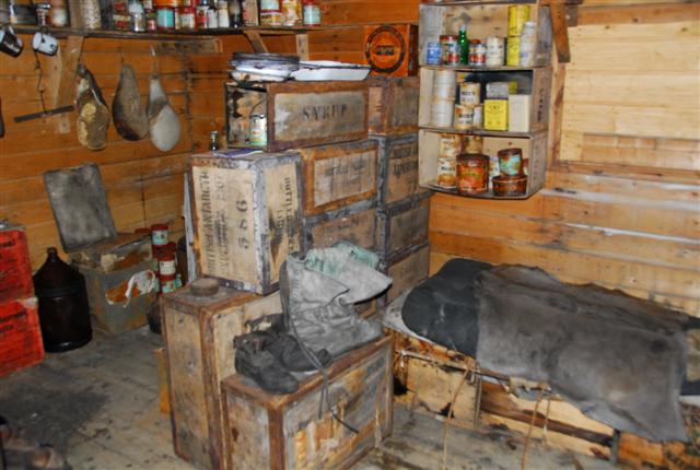 Interior of Cape Royds historic hut.