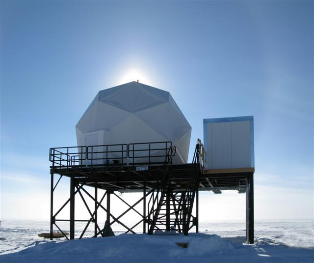 Dome that covers dish at South Pole.