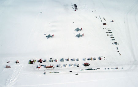 An aerial view of Williams Airfield near McMurdo Station.