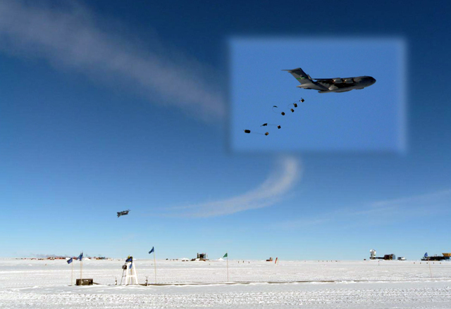 C-17 makes air drop over the South Pole