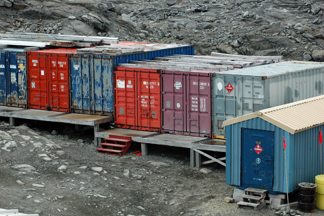 Cargo containers at Palmer Station.