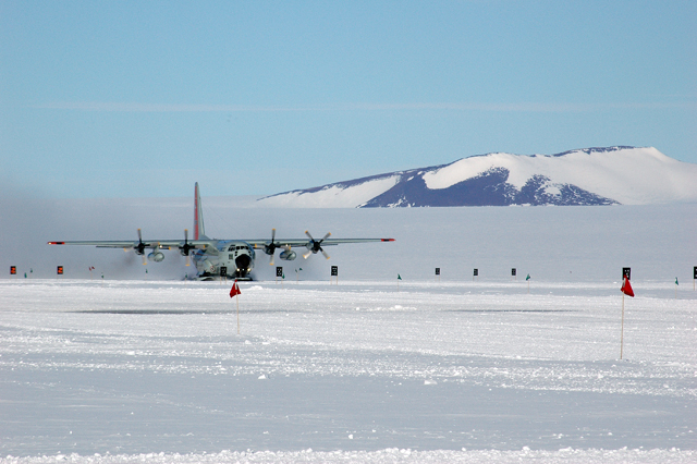 Plane on ice runway.