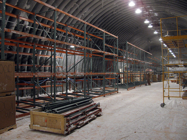 Work inside the logistics arch at South Pole.