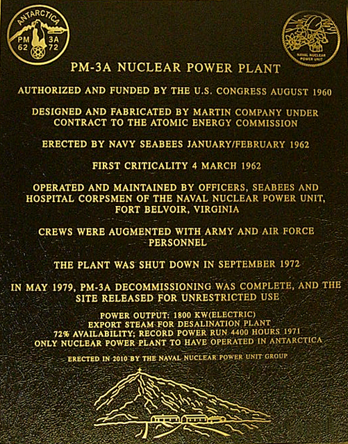 Plaque for nuclear power plant.