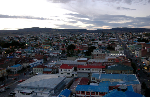 Punta Arenas at twilight.