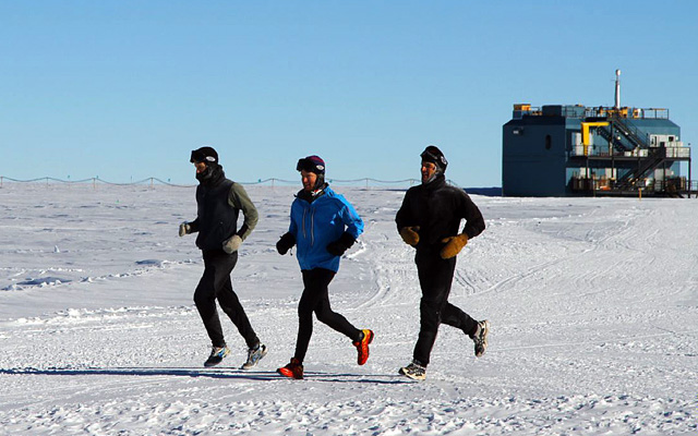 People run on ice.