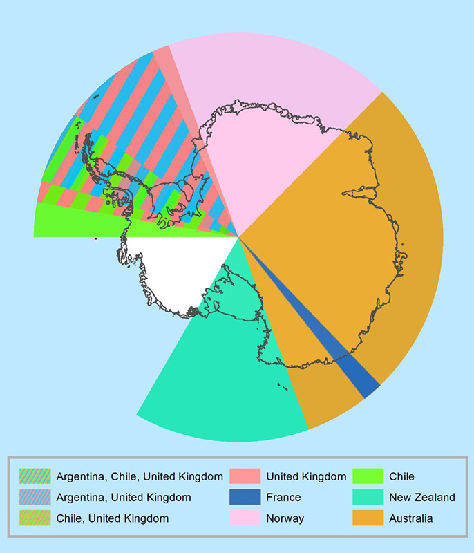 Before the Antarctic Treaty, seven nations made sometimes-overlapping territorial claims around the Antarctic continent. One of the key provisions of the treaty is these claims are set aside for the free exercise of science