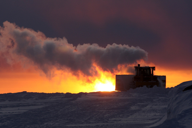 Sunrise at McMurdo Station.