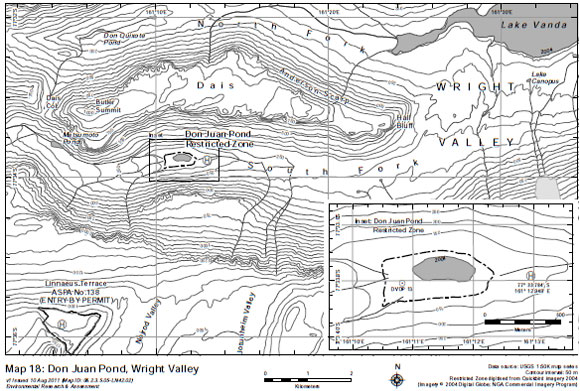 Elevation map of Don Juan Pond.