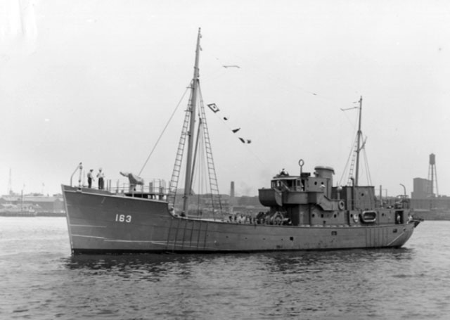 Black and white photo of old ship.