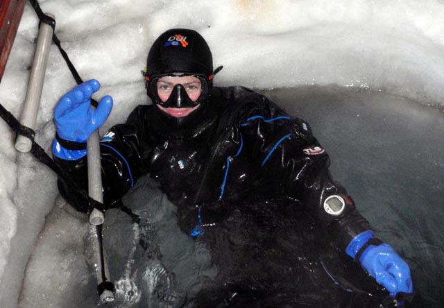 Diver in an ice hole.
