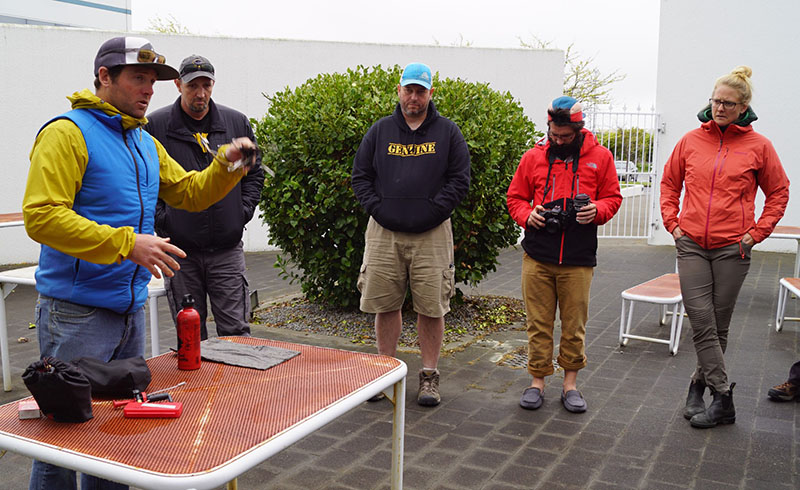 While still in Christchurch, field safety coordinator Andrew Bond teaches the Antarctic Field Safety class, a safety lesson that would normally be taught while on station.