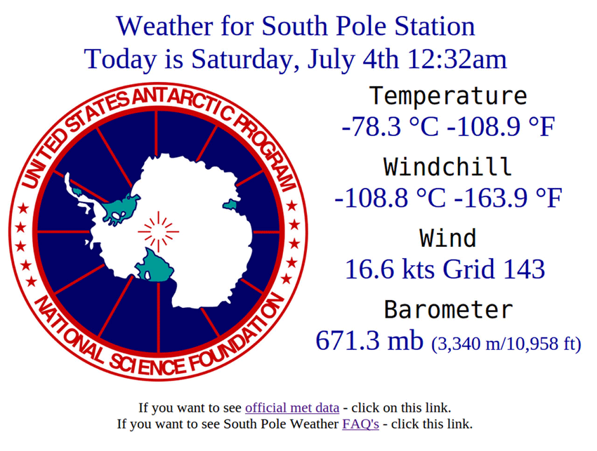 It was a frosty 4th of July at the South Pole Station