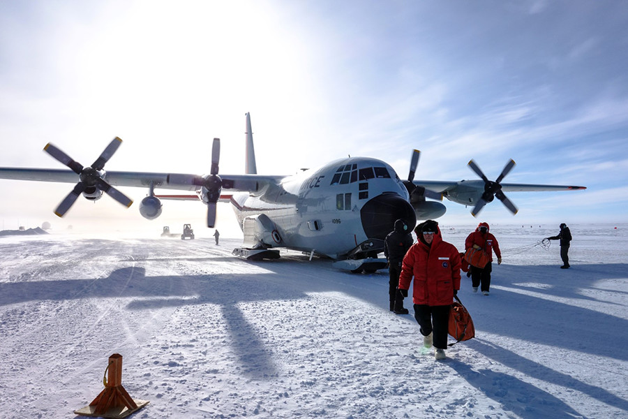 Sixty years after that first historic flight, flights to the South Pole are routine delivering hundreds of people and thousands of pounds of cargo