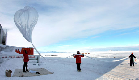 Science balloon released in McMurdo.