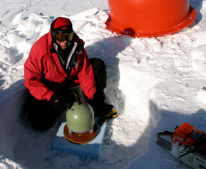 Audrey Huerta working in West Antarctica on POLENET.