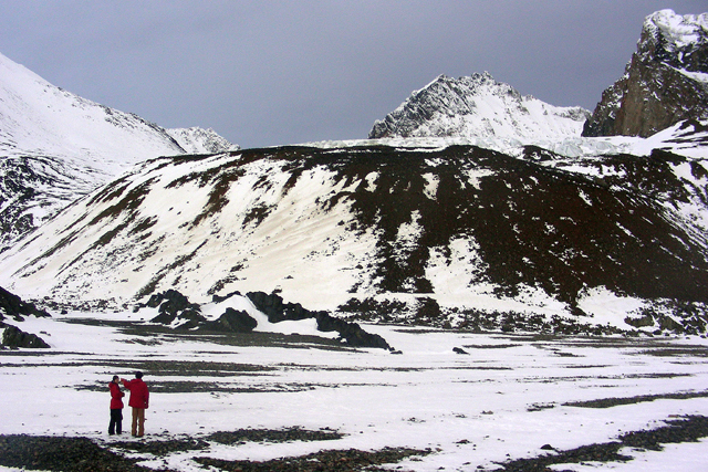 Scientists on an Antarctic island.
