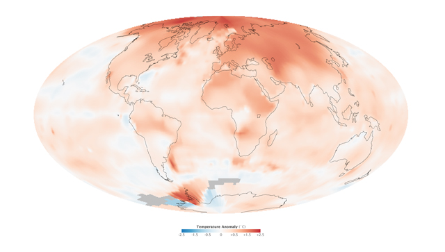 Colored map of the Earth.