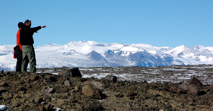 Scientist Adam Lewis looks out on the McMurdo Dry Valleys.