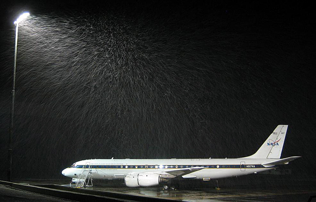 NASA DC-8 on the ground in Punta Arenas.