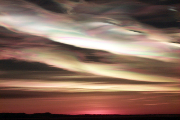 Polar stratospheric clouds over McMurdo Station.
