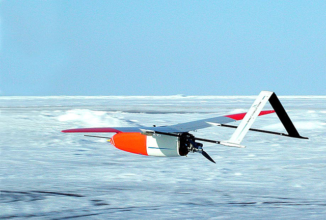 The Aeronsonde UAV in flight.