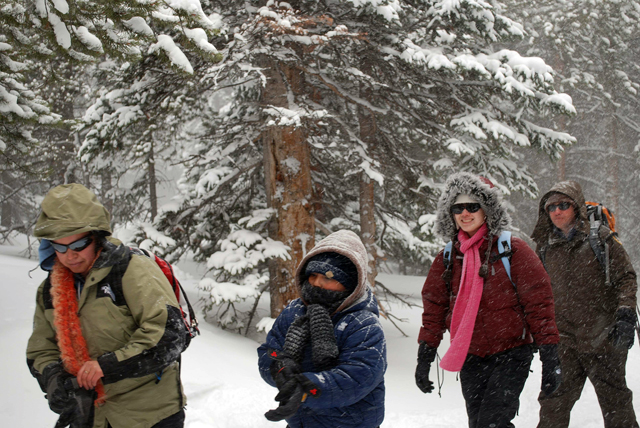 Teachers and students hike Rocky Mountain National Park.