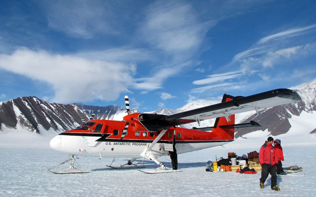 Plane on a field of ice.