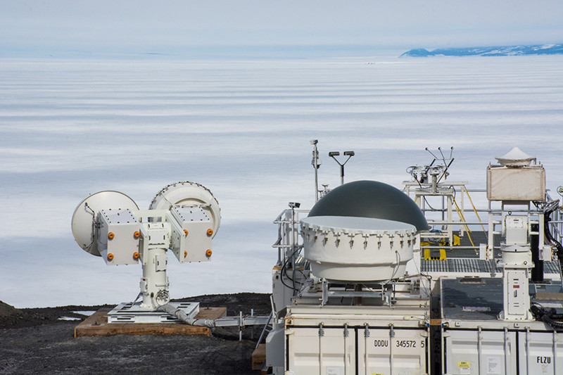 The projects scanning radar monitors the sky over the Ross Ice Shelf